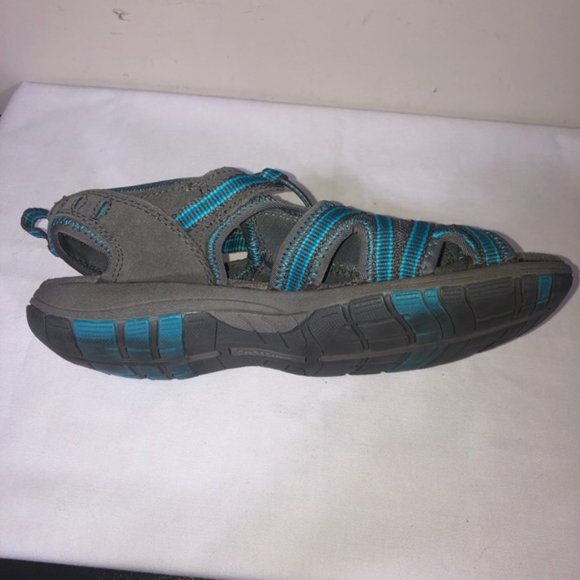 Croft & Barrows Sandals Grey Teal 6.5-7 Resemble Keen Open Toe Heel Strap Toggle - Picture 7 of 9